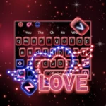 neon love heart keyboard theme android application logo